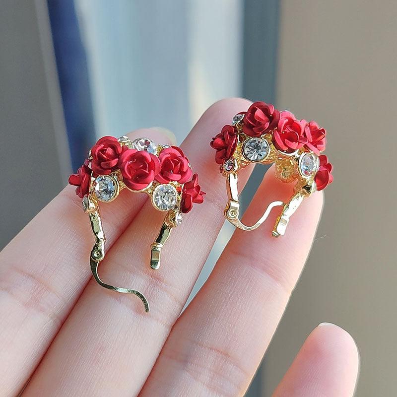 Red Rose Charm Earrings