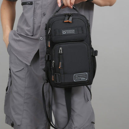 Men's Black Multi-Pocket Shoulder Bag